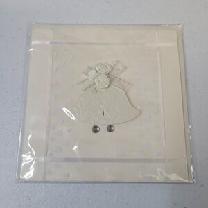 Paper Magic Group Wedding Greeting Card Cream Bells Ribbon Rhinestones 6X6